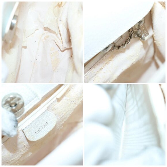 GUCCI Hand Bag Leather 2way White Silver - Picture 15 of 16